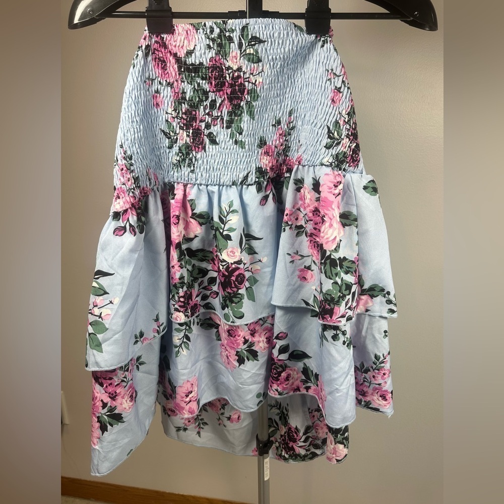 SHEIN curve Floral Strapless Halter top- Pink and Blue Size 4xl